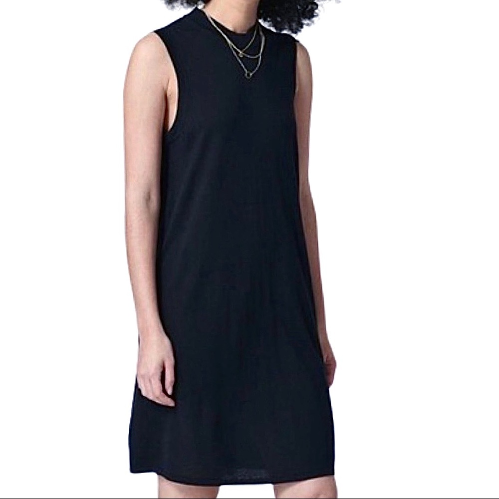 NAADAM Summer Silk Cashmere Lightweight Knit Sleeveless Shift Dress Navy NEW